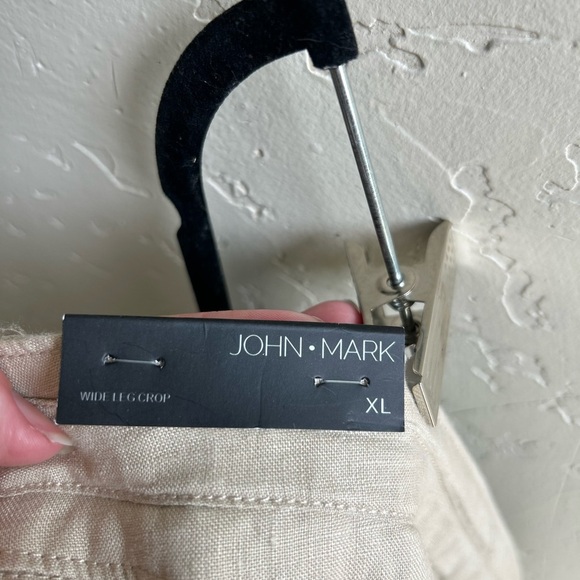 John mark NWT 100% linen wide leg crop pants XL coastal beach lightweight casual - Picture 4 of 7